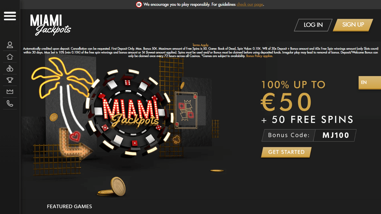 Miami Jackpots Casino Desktop screenshot